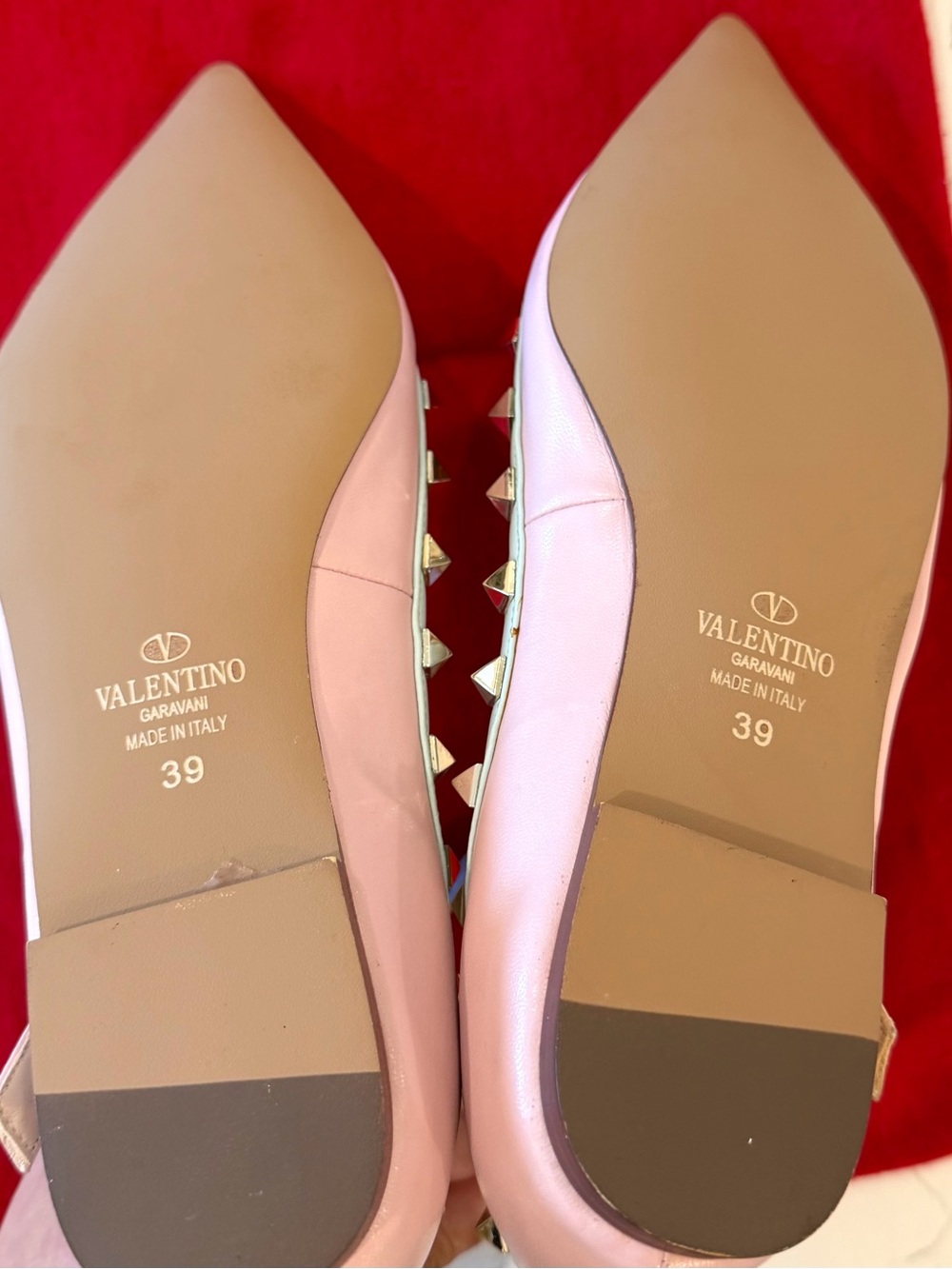Valentino Garavani Pastel Pink iconic Rockstud Pointed Flats - Picture 13 of 15